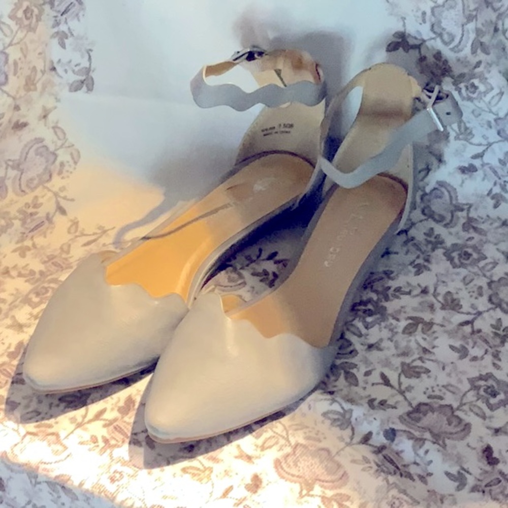 Grey Ankle Strap Flats